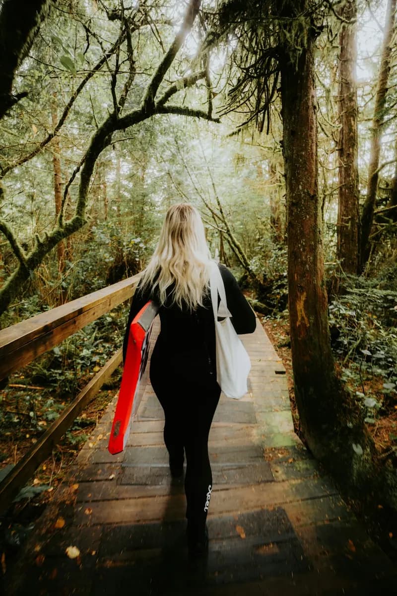 Woman on a forest path
