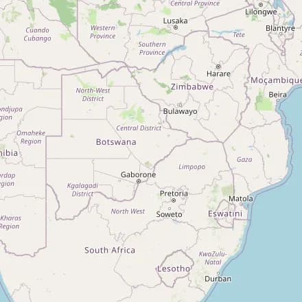 Approximate map — Botswana (OpenStreetMap)