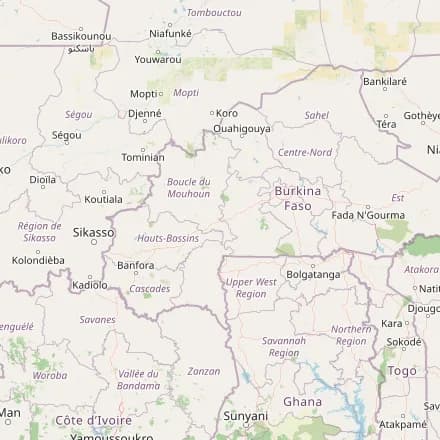 Approximate map — Burkina Faso (OpenStreetMap)