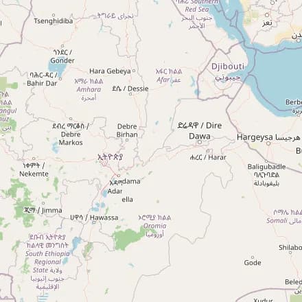 Approximate map — Ethiopia (OpenStreetMap)