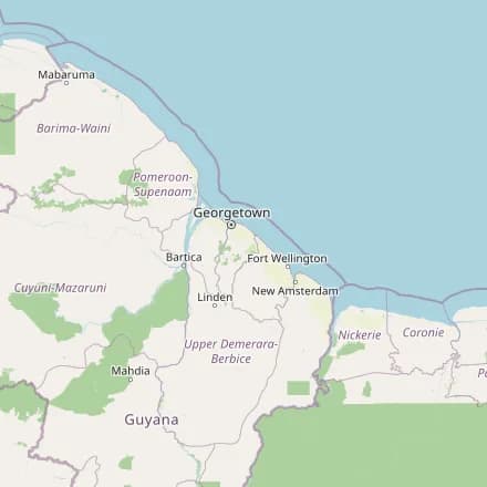 Approximate map — Guyana (OpenStreetMap)