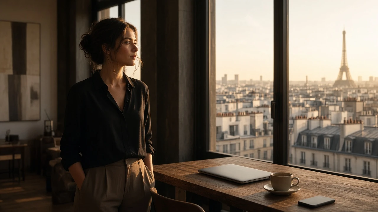 Femme seule face à la ville, réussite visible, solitude discrète