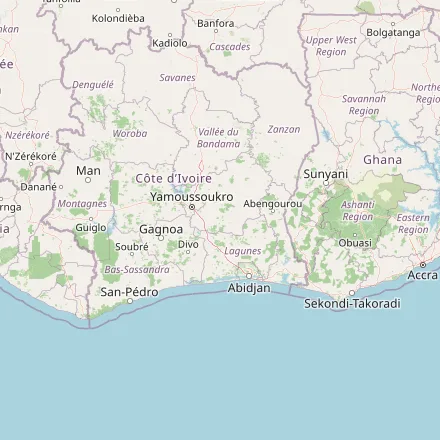 Orientačná mapa — Pobrežie Slonoviny (OpenStreetMap)