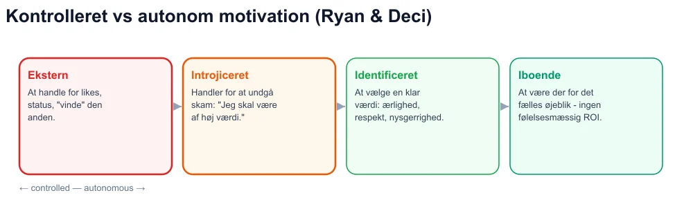 Selvbestemmelseskontinuum: ekstern, introjiceret, identificeret, intrinsisk - viral coaching på den kontrollerede side